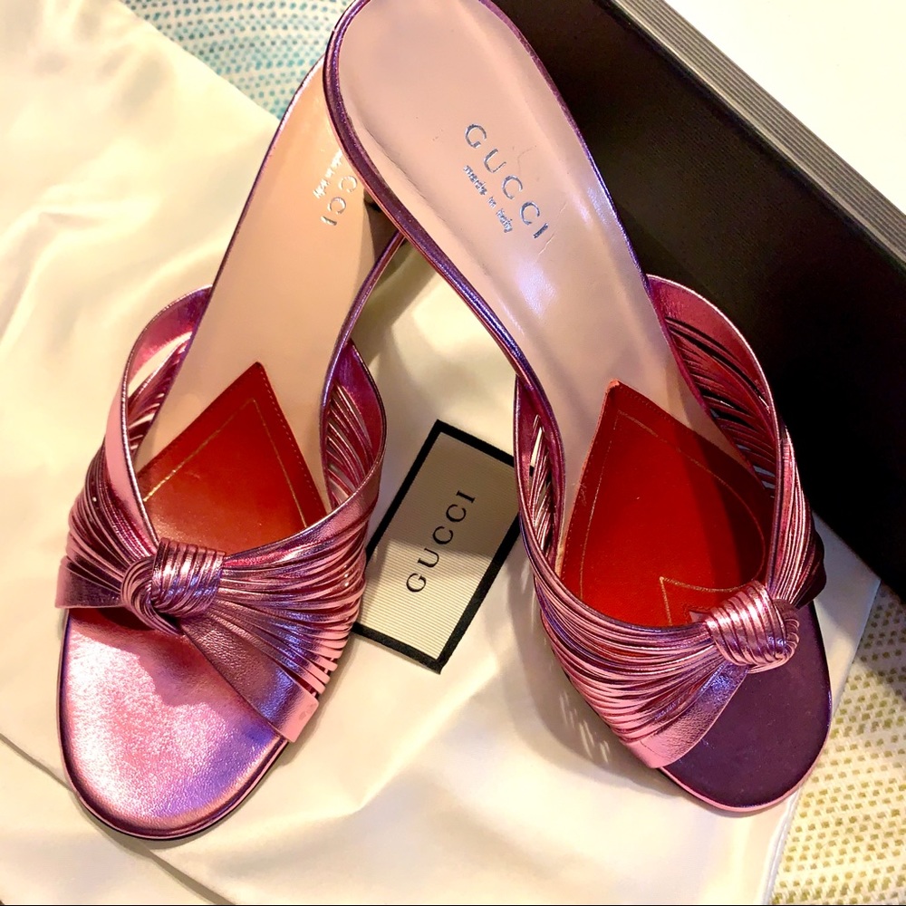 Gucci Pink Metallic Mid-Heels